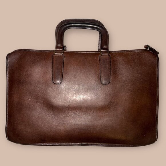 VTG Coach Handle Portfolio 5050 Mocha Leather Brass Legal Brief 1978-1983 NYC - Picture 3 of 11
